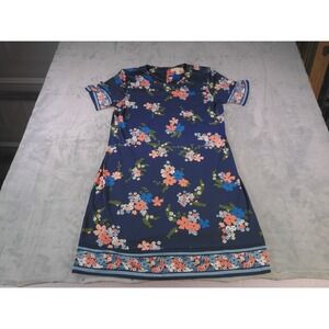 Michael Kors Women's XL Navy Floral Dress Short Sleeve Knee Length